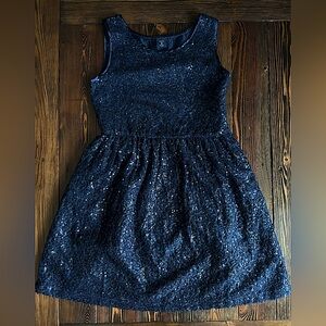 GAPKids • sequined navy blue sparkle party fit and flare dress Christmas holiday